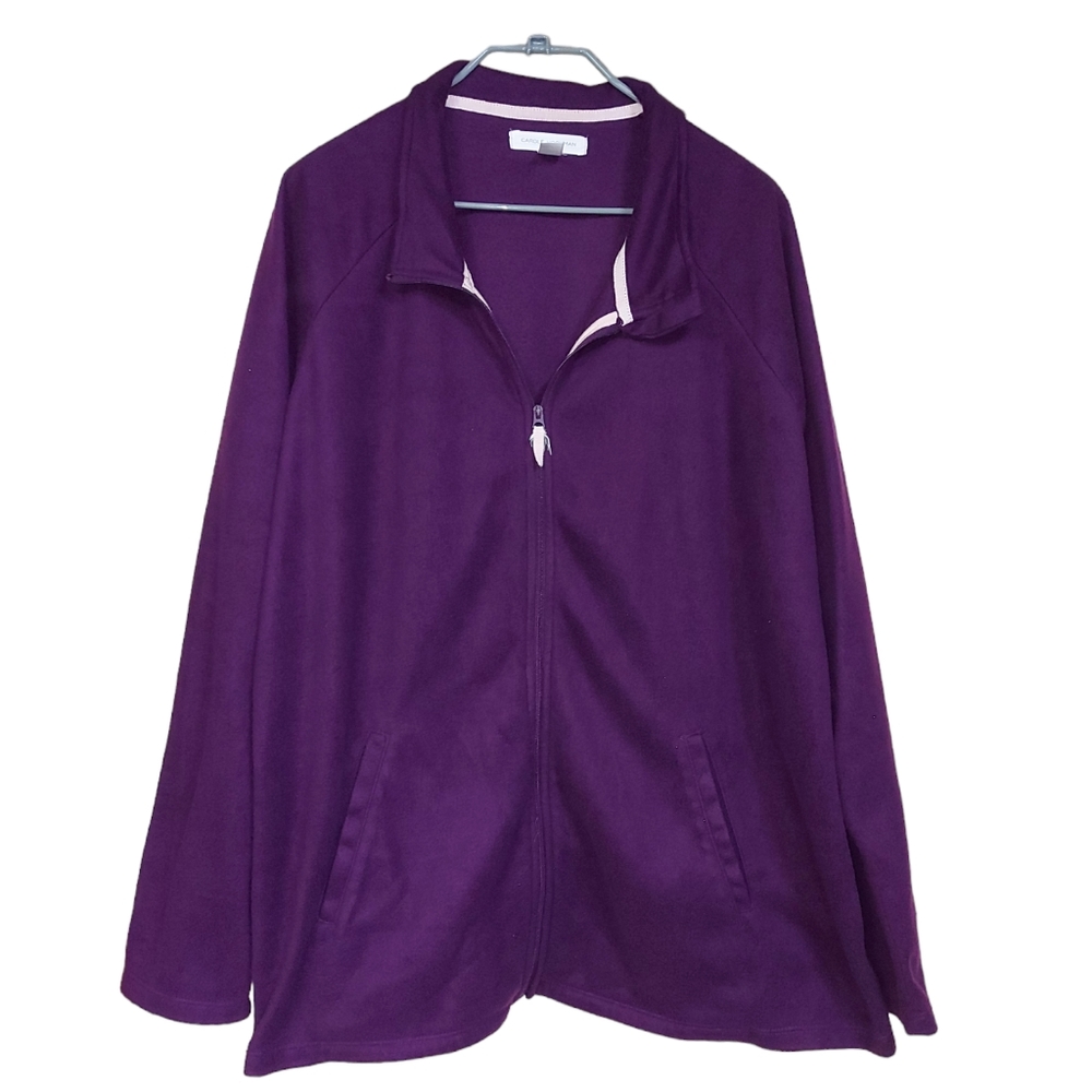 Carole Hochman Purple Light Fleece Full Zip XXL Very Soft